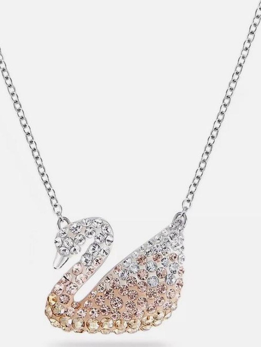 Swarovski Swan Pendant Necklace in Silver, Rose Gold & Champagne